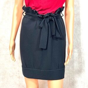 Qi Black Mini Pencil Skirt with Tie Front